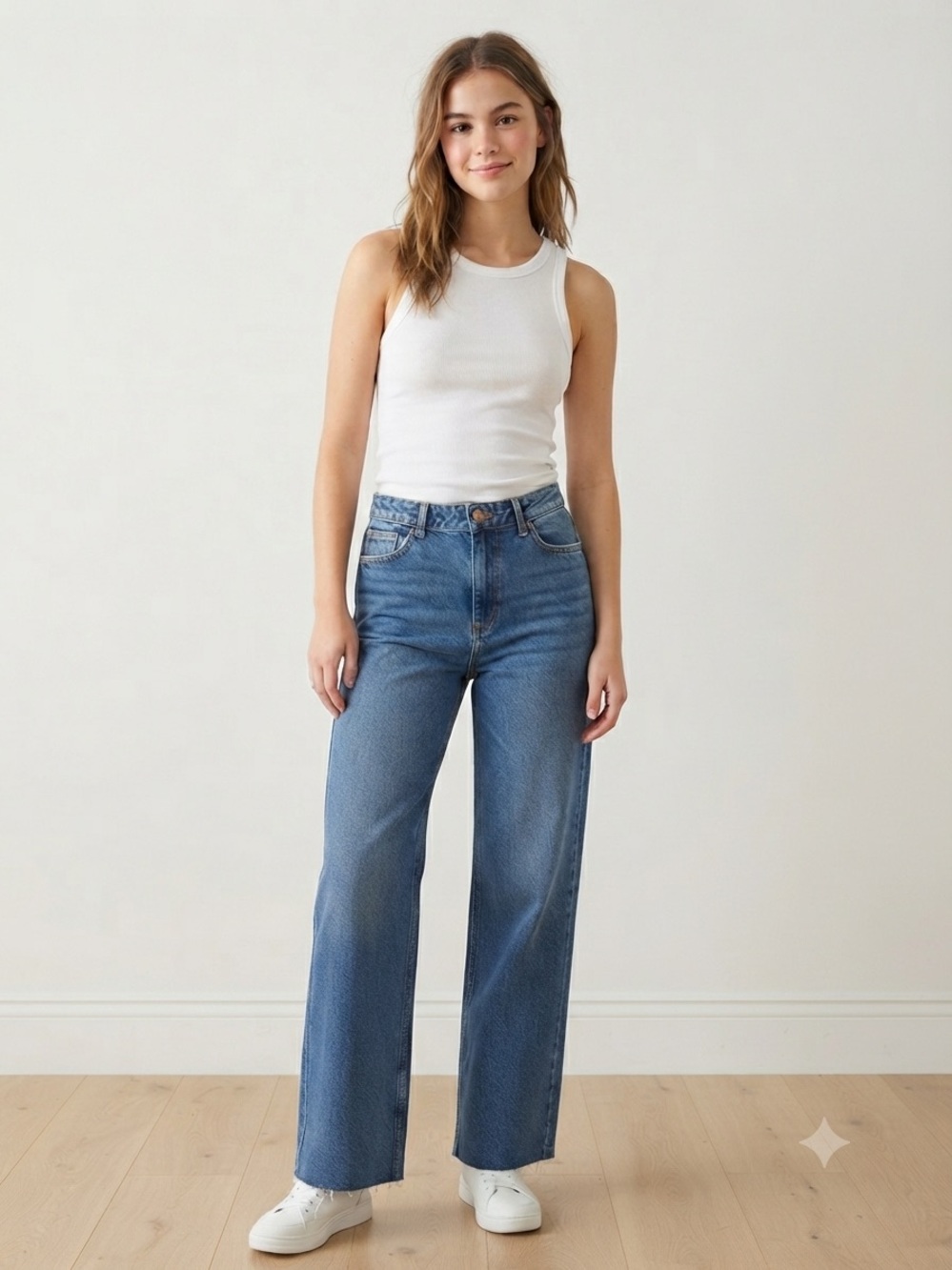 NEW Sneak Peek Wide Leg High Waist Jeans Raw Hem
